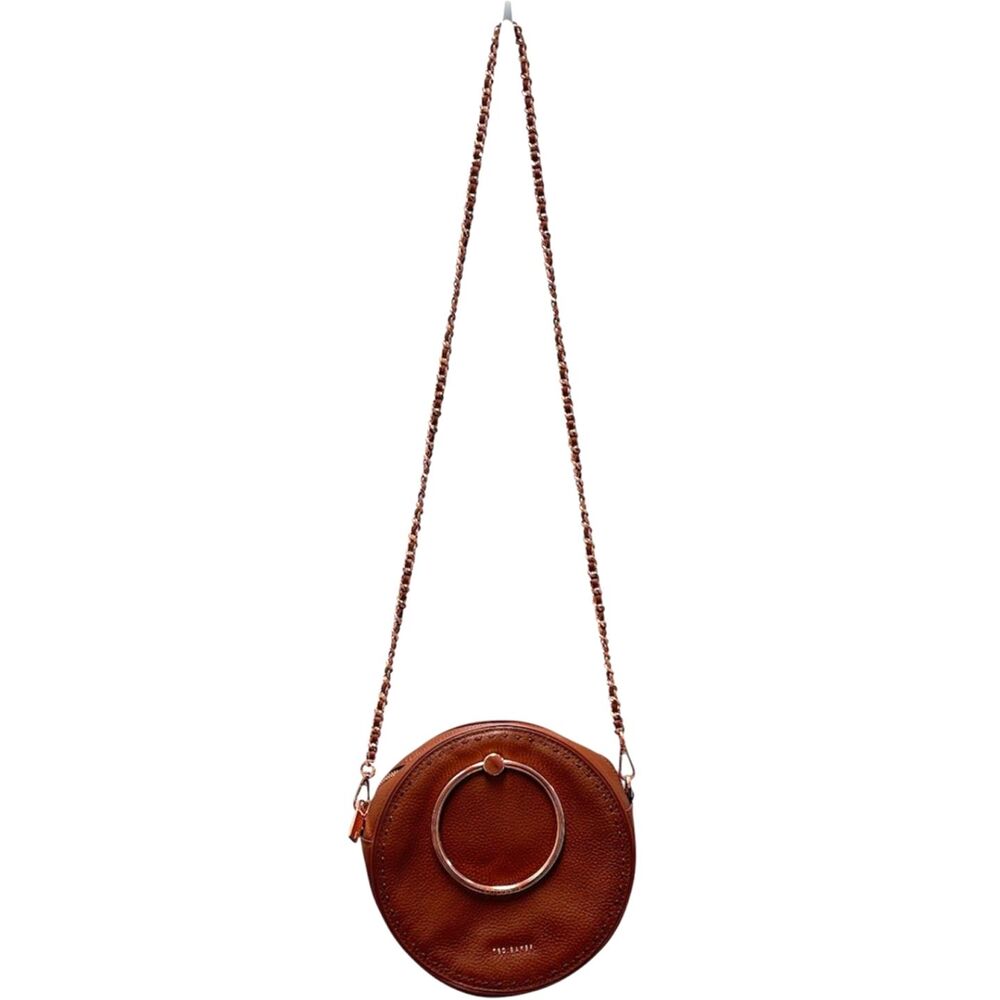Ted Baker Maddie Circle Crossbody Bag Rust Leather Rose Gold-Tone Hardware